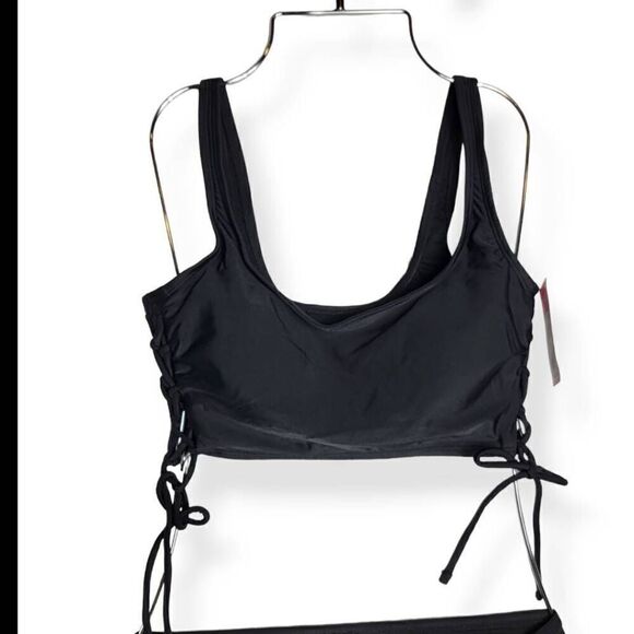 Xhilaration Black Bikini Top with side lace up Medium Jrs. - Picture 1 of 4